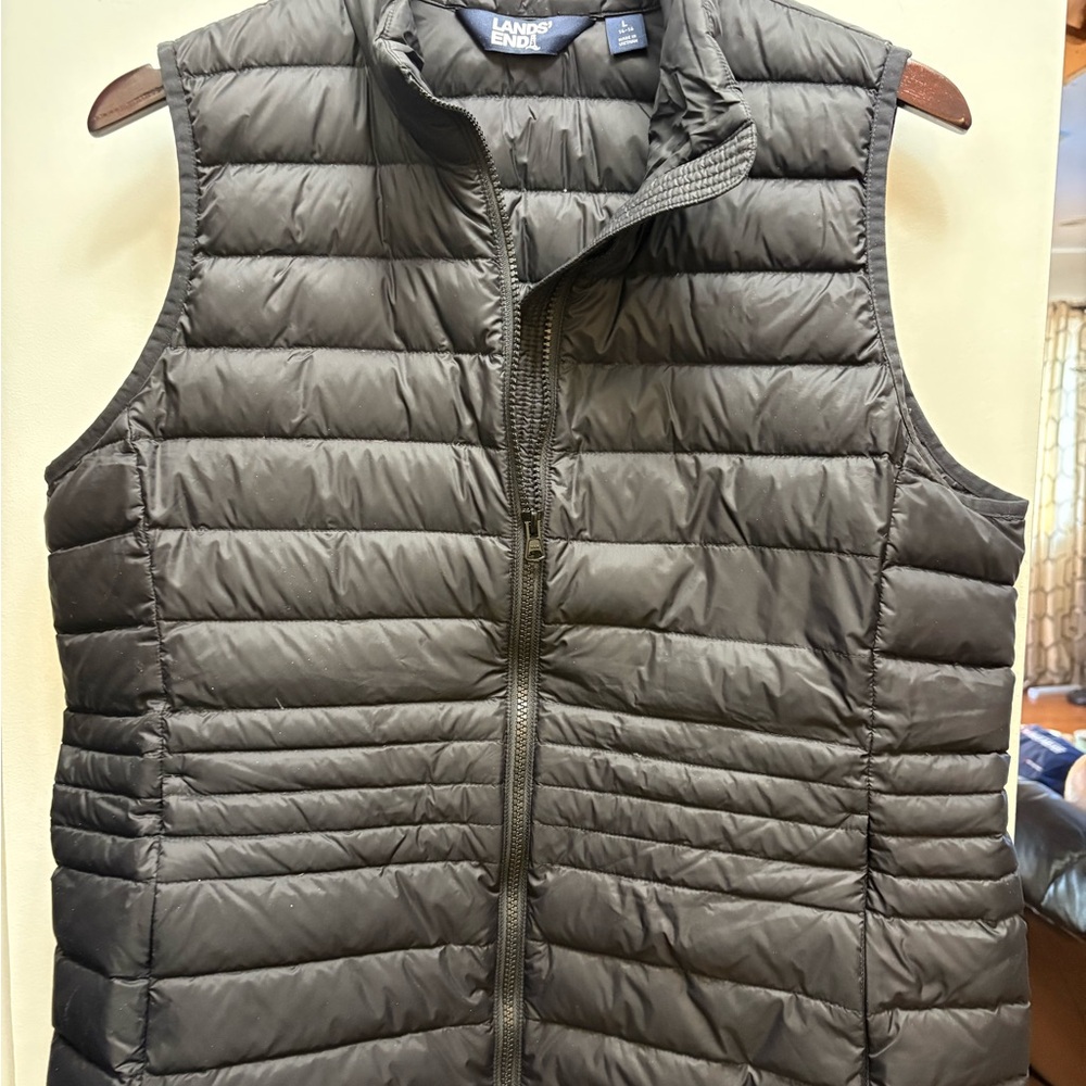 NWOT Black Lands' End Packable Women’s Down Black Puffer Vest